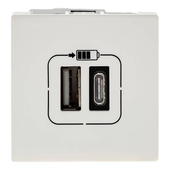 Tomada Usb-c Pial Plus+ Branca Com Usb-a 3000ma 615095bc