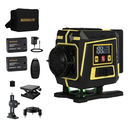 Nivel Laser Verde Brooklyn 12 Líneas 3d Autonivelante 360° Ip54 + 2 Baterías