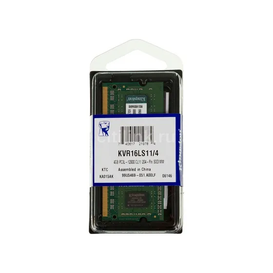 Memoria Notebook 4gb Ddr3l 1600mhz Kingston Kvr16ls11/4