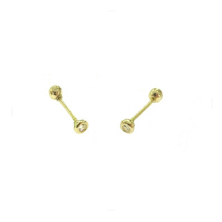 Arete Broquel Bisel Redondo 2mm Oro 10k Kt / Niña 2 Piezas Arete Broquel Bisel Redondo 2mm Oro 10k Kt / Niña 2 Piezas