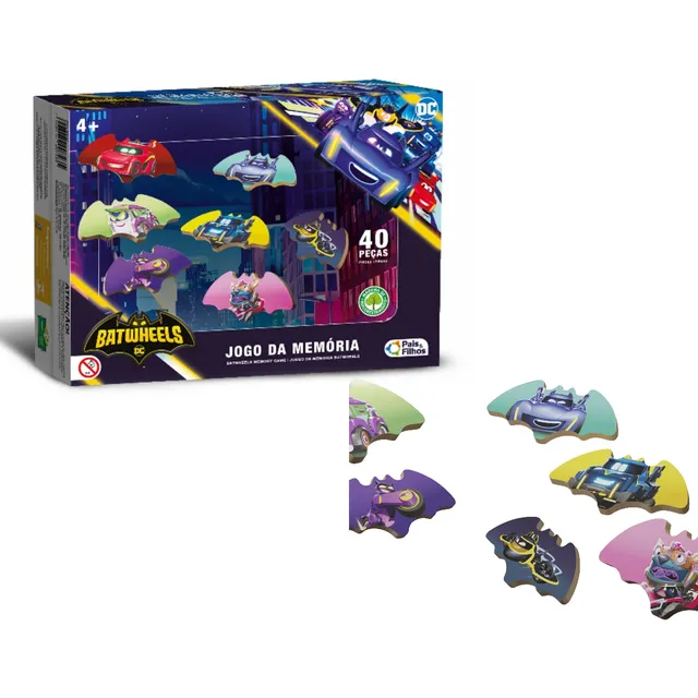Jogo Da Memoria Batman Dc Carros Batwheels 40pçs Madeira Mdf
