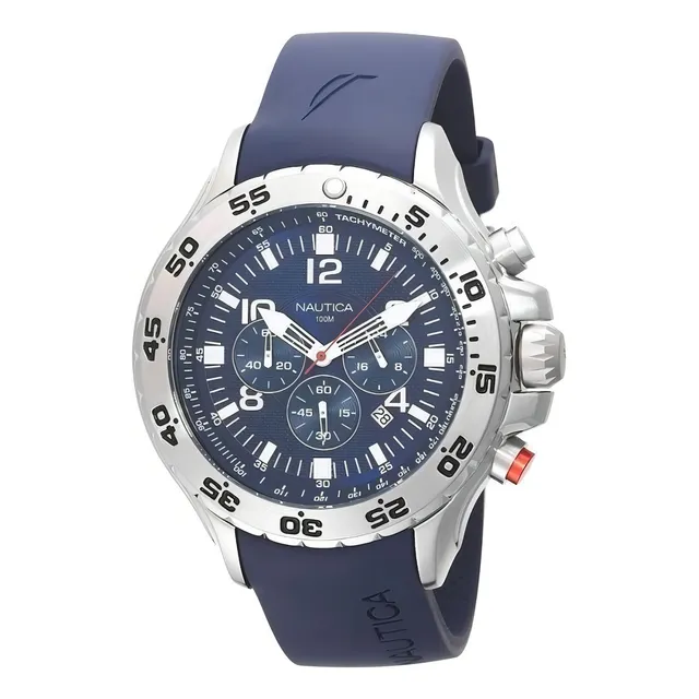 Reloj Hombre Nautica Nst N14555g Correa De Silicona Azul