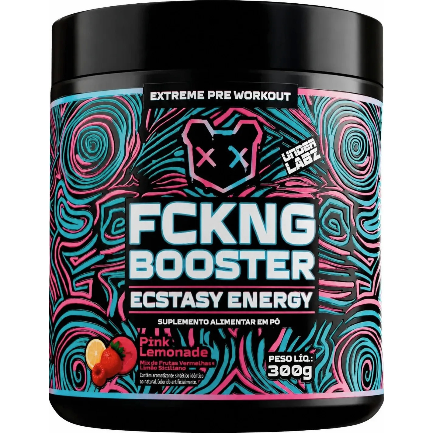 Under Labz Pré Treino Fckng Booster 600g - Under Labz Pó Frutas Vermelhas