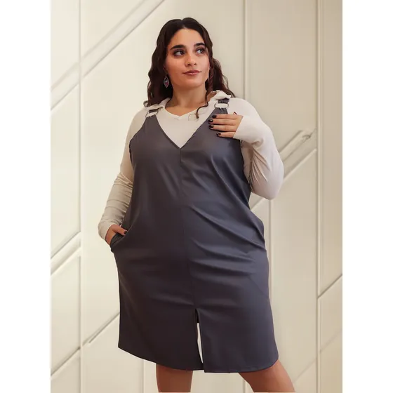 Vestido Cuerina Mujer Ananá Plus Size Jumper Talle Grande