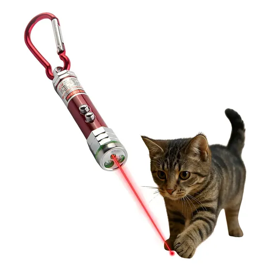 Brinquedo Pet Gatos Cachorros Laser Interativo Anti Stress Cat Lanterna 3 Em 1 Chaveiro Enelpe