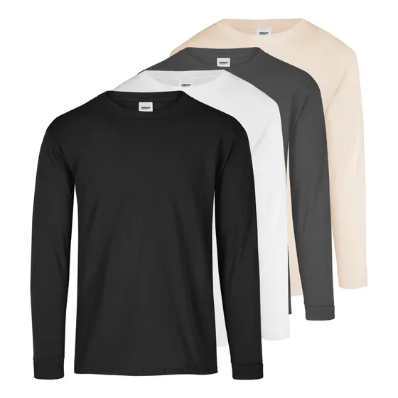 Pack 4 Pzs Playera Caballero Hombre Manga Larga Algodon
