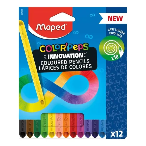 Set Lápices Innovadores Durables Maped Infinity X 12 Colores Trazo