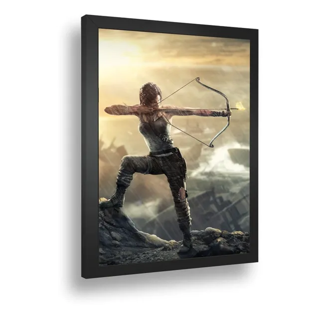 Quadro Decorativo Poste Tomb Raider Lara Croft Mold Vidro A3
