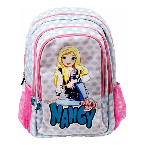 Mochila Escolar De 3 Compartimentos De Nancy Color Azul claro