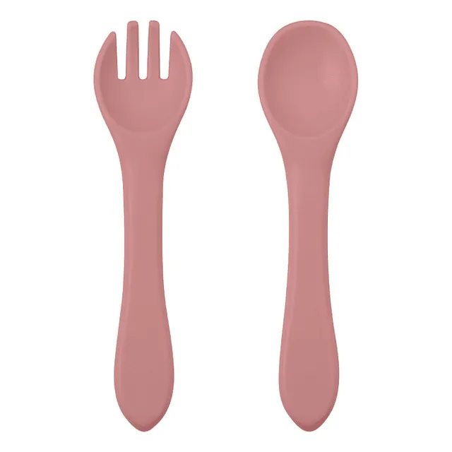 Set Cubiertos Silicona Para Bebé Niños Blw Bpa Free