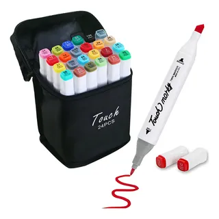 Conjunto Estojo Caneta Permanente Ponta Dupla Para Colorir 24 Unidades Touch Conjunto Estojo Caneta Permanente Ponta Dupla Para Colorir 24 Unidades Touch