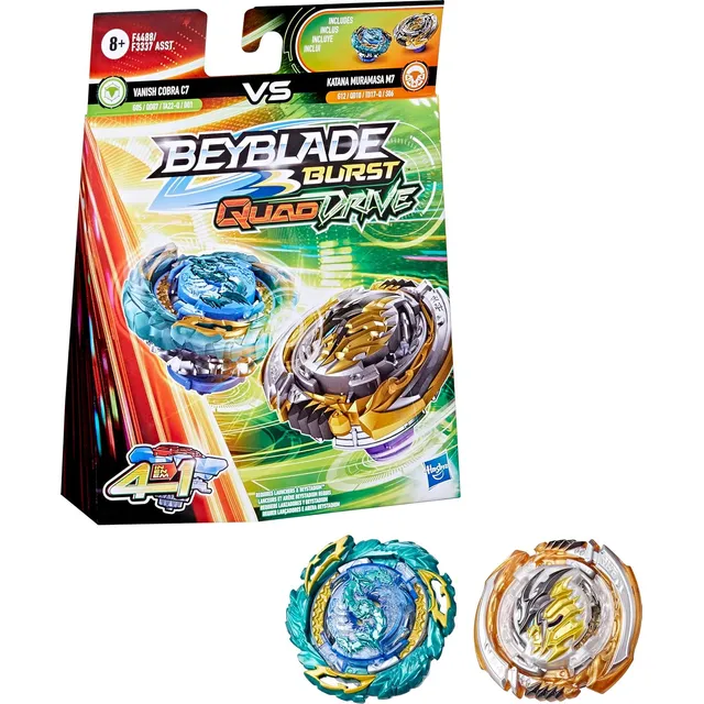 Beyblade Quaddrive Katana Muramasa M7 & Vanish Cobra C7