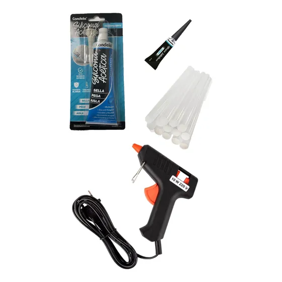 Combo Sellador Acético + Adhesivo Inst. + Pistola Encoladora