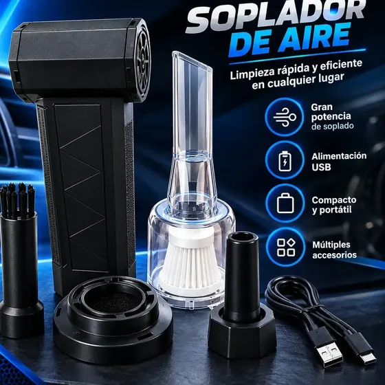 Soplador De Aire Inalambrico Aspiradora Bateria Recargable USB Barberia Turbo Limpiador De Teclado, 250W