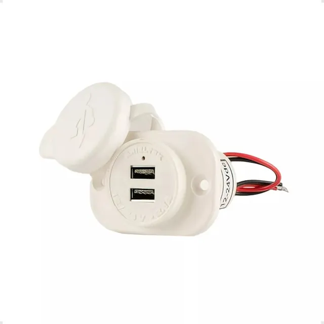 Carregador Usb Nautico Duplo Redondo/12 Volts/linha Nautica