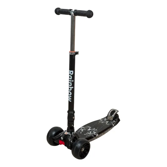 Monopatin Infantil Rainbow Sky Plegable Con Luces Led Y Linterna Negro Trueno