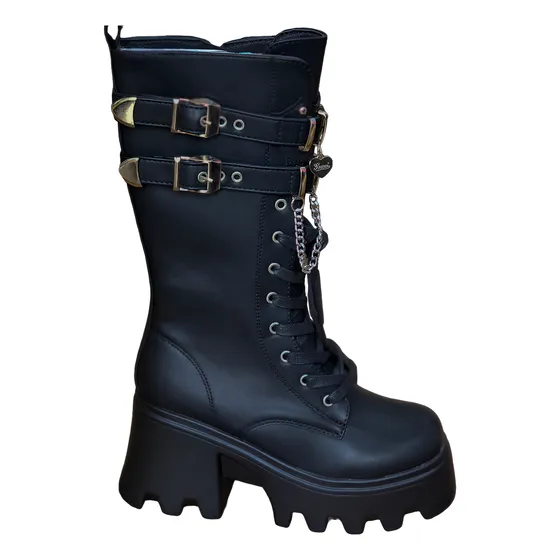 Botas Con Taco Y Hebillas Estilo Boots/ Borcegos De Mujer