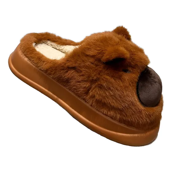 Pantuflas Importadas Mujer Osito/capibara Peluche 35 A 43