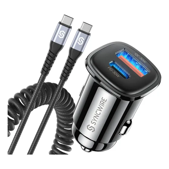 Cargador De Coche Usb C Syncwire 60w [pd 30w Y Qc 30w] Carga
