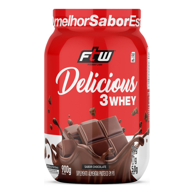 Delicious 3 Whey Proteína Hidrolisada Concentrada E Isolada Pote 900g Sabor Chocolate - Ft... Delicious 3 Whey Proteína Hidrolisada Concentrada E Isolada Pote 900g Sabor Chocolate - Ft...