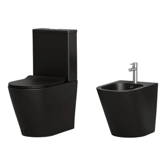 Inodoro Y Bidet Hausar Burdeos Mate Negro Anti-sarro + Tapa Negro