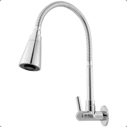 Torneira Gourmet Flexível Parede Cozinha Churrasqueira Área Externa 2 Jatos Cromada Brilhante Aromatec