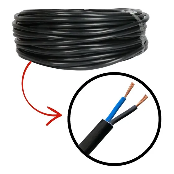 Fio Cabo 2 Vias Pp De 4mm Extensão Pp 2x4mm Rolo 50 Metros