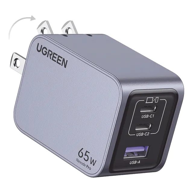 Cargador Ugreen Nexode Pro 2 Usb-c, 1 Usb-a 65w Plateado