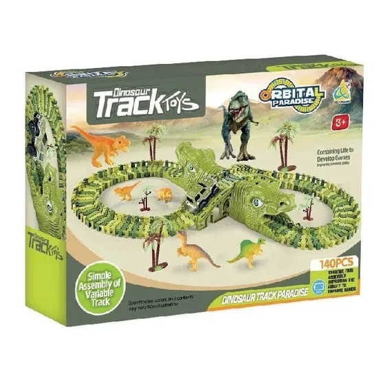 Pista De Carreras Safari Dinosaurio 140 Pzas C/jeep Color 140 Piezas