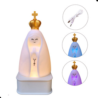 Abajur Nossa Senhora Aparecida Muda Cor Borracha Luminária Abajur Nossa Senhora Aparecida Muda Cor Borracha Luminária