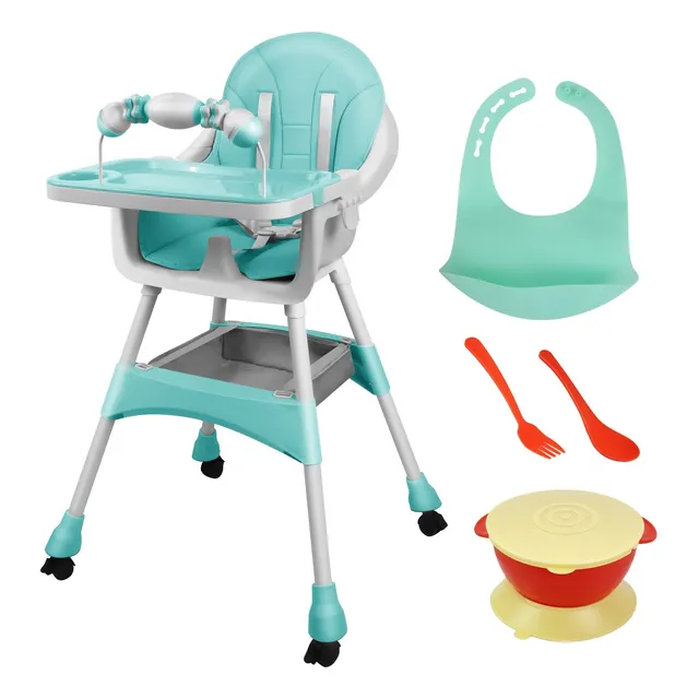 Silla Alta Para Bebe,silla Periquera Ajustable Con Rodillos