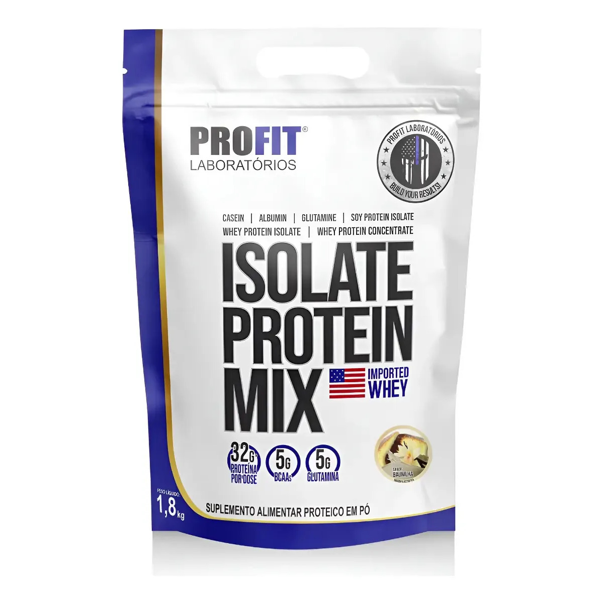 Whey Protein Isolate Protein Mix Refil 1,8kg Profit Sabor Baunilha Whey Protein Isolate Protein Mix Refil 1,8kg Profit Sabor Baunilha