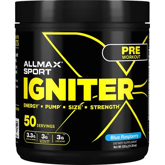 Suplemento Allmax Igniter Sport Pre-workout 330 G Blue Raspb