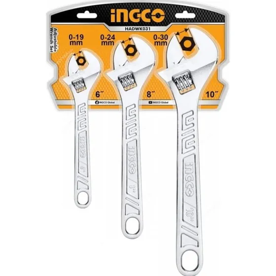 Set De 3 Llaves Ajustables Francesa Super Select Marca Ingco