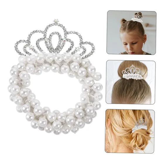 Mini Corona Colas Con Perlas Para Moños Set De 6 Unidades