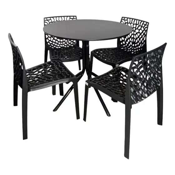 Jogo Conjunto De Mesa 80x80 Com 4 Cadeiras Gruvyer Moderna