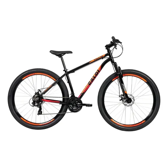 Bicicleta mountain bike Caloi Vulcan R29 tamanho do uadro 17" - preto/laranja