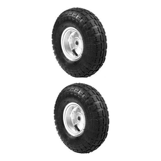 2 Piezas Llanta Completa De Aire Para Diablito Rueda Rodaja 10 136 Kg Peso Max C/u Balero De 5/8 Rin De 5