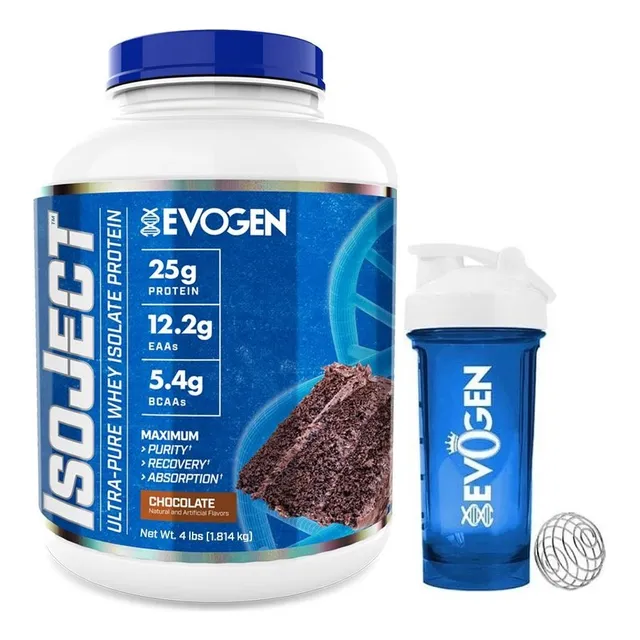 Isoject Aislada Filtrada Al Frio 1.8kg Evogen + Shaker Sabor Chocolate