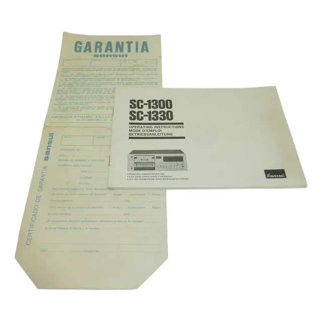 Garantía + Manual Deck Sansui Sc-1300/sc-1330 Instruc.japan