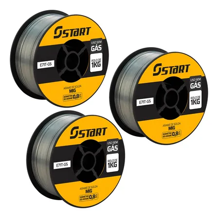 3 Arames Autoprotegido 0,8 Mm 1kg P/ Solda Mig Sem Uso De Gá