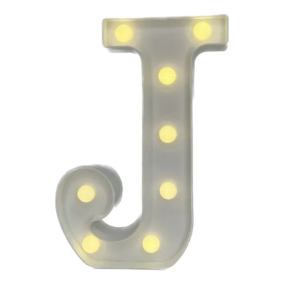 Luminária Branca Decorativa Letra Com Led Festa