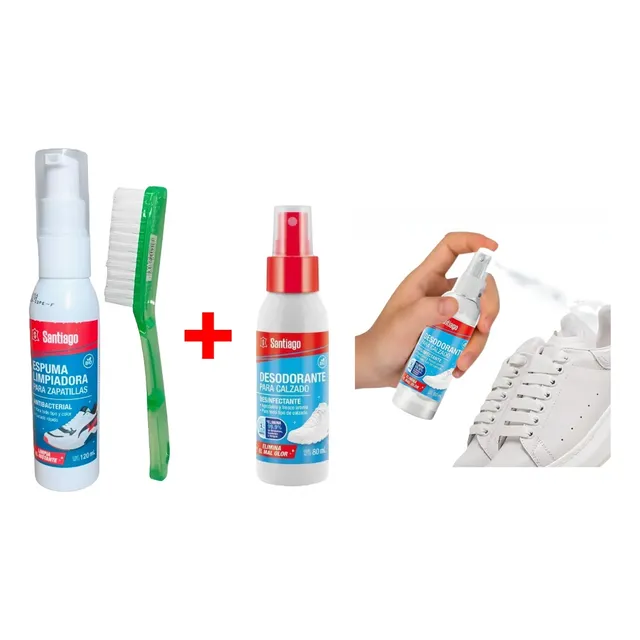 Kit Limpia Zapatilla Espuma Paño Desodorante Aerosol Fresco