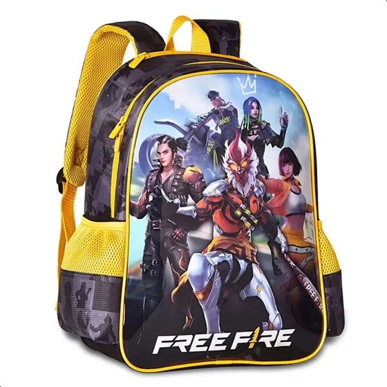 Mochila De Costas Free Fire Com Capuz Escolar Infantil Clio