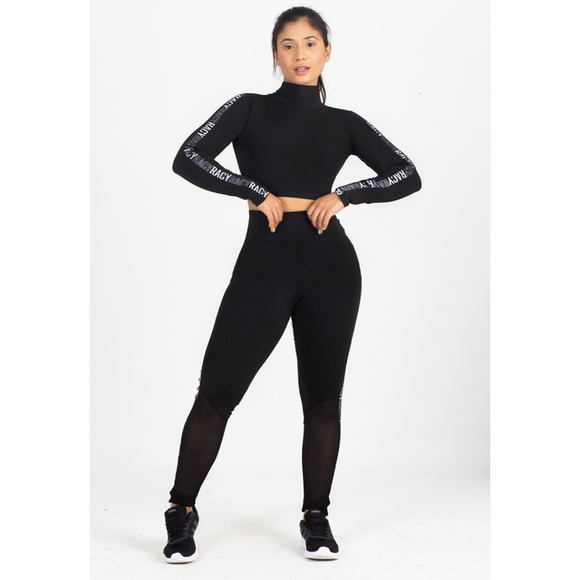 Conjunto Moda Fitness Feminino Calça E Top Manga Longa Conjunto Moda Fitness Feminino Calça E Top Manga Longa