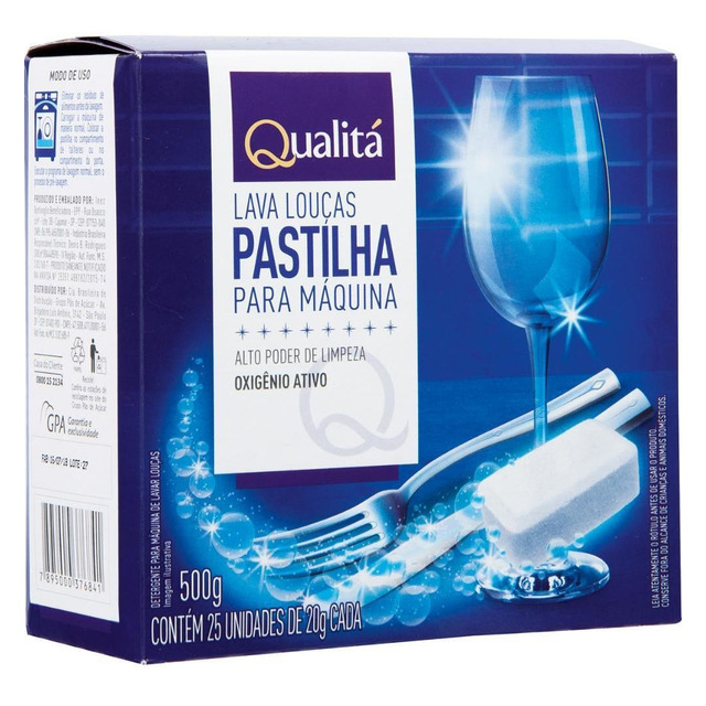 Detergente Pastilha Para Máquina De Lavar Louças Qualitá Caixa 500g 25 Unidades Detergente Pastilha Para Máquina De Lavar Louças Qualitá Caixa 500g 25 Unidades