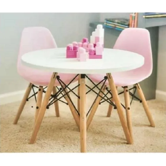 Combo Mesa Kids + 2 Sillas Eames Rosa Premiun 