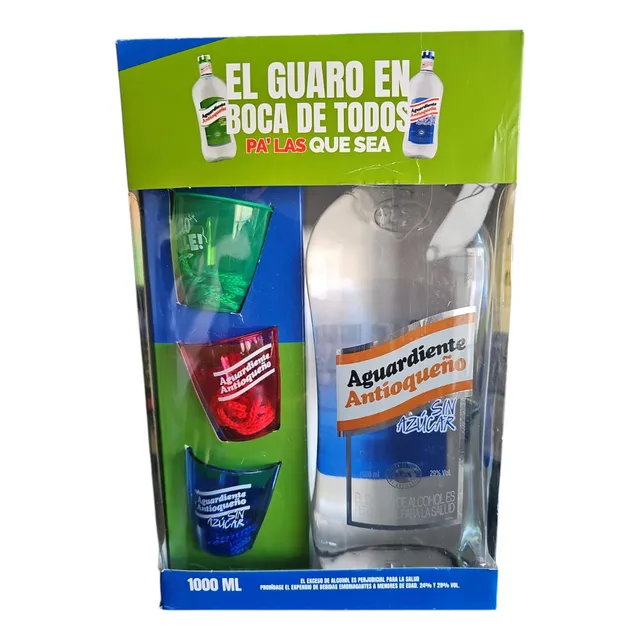 Aguardiente Antioqueño Tapa Azul 1000ml Caja De Regalo Col8