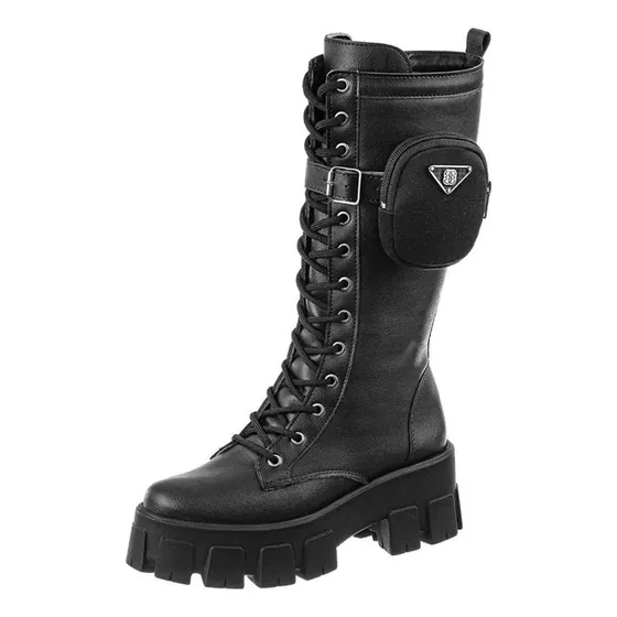 Botas Plataforma Caño Alto Con Bolsitas Última Moda*