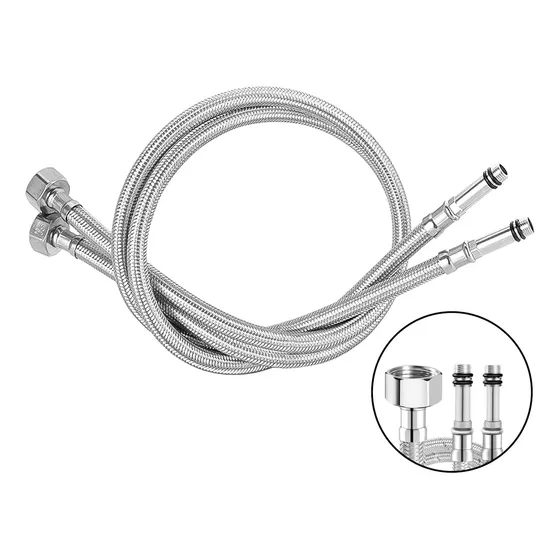 Swanton Engate Mangueira Flexível Misturador Monocomando 60 Cm (par) Cor Prateado